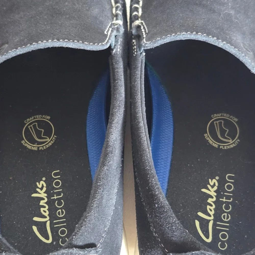 Clarks Collection Mens Navy Blue Suede Loafers Shoes Nautical Coastal Preppy